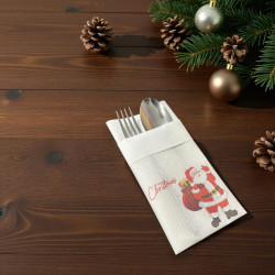 Baskılı Airlaid Cepli Beyaz Peçete 40*40cm