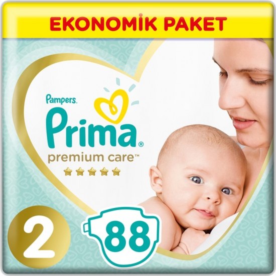 Prima Premium Care 2 Bebek Bezi Beden | Mini Jumbo Paket 88 Adet