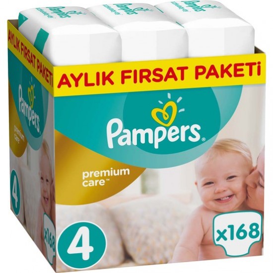 Prima Bebek Bezi Premium Care | 4 Beden Maxi Aylık Fırsat Paketi 168 Adet