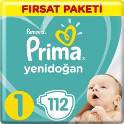 Prima Bebek Bezi 1 Beden | Yenidoğan Fırsat Paketi 112 Adet