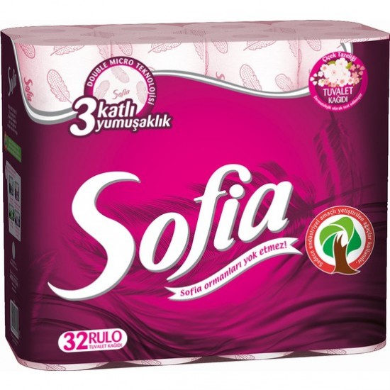 Sofia Tuvalet Kağıdı 3 Katlı Çiçek Tazeliği 32'li